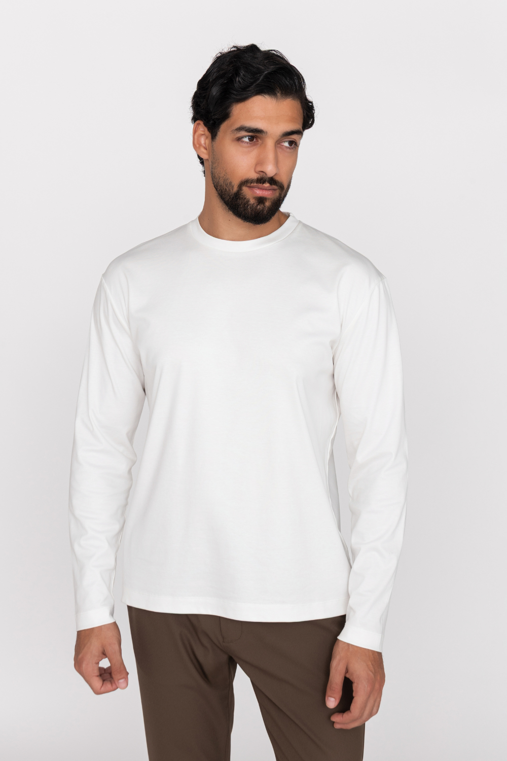 White Cotton-Silk Longsleeve T-shirt