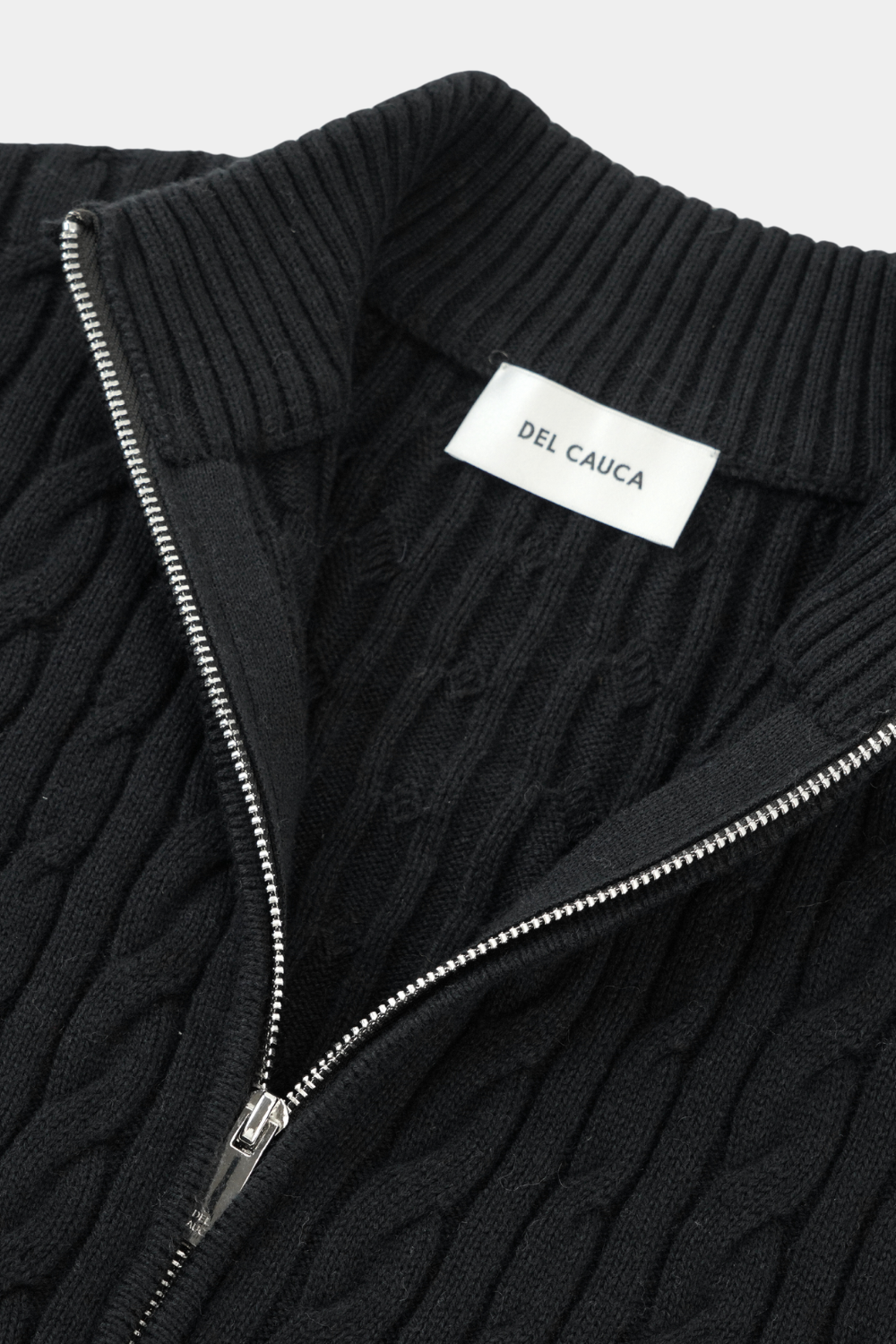 Black Cashmere Cable Knit Full Zip