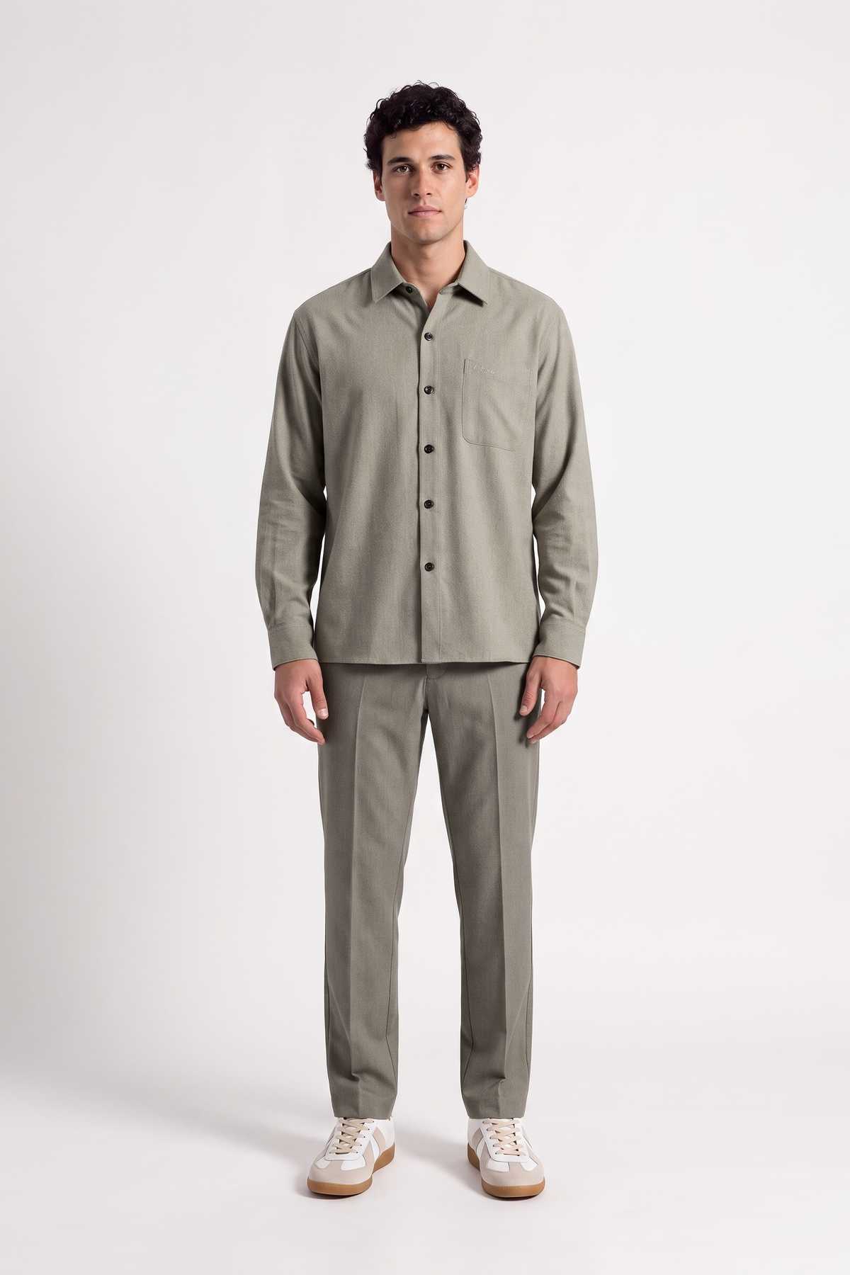 Greige Lightweight Tailored Trousers