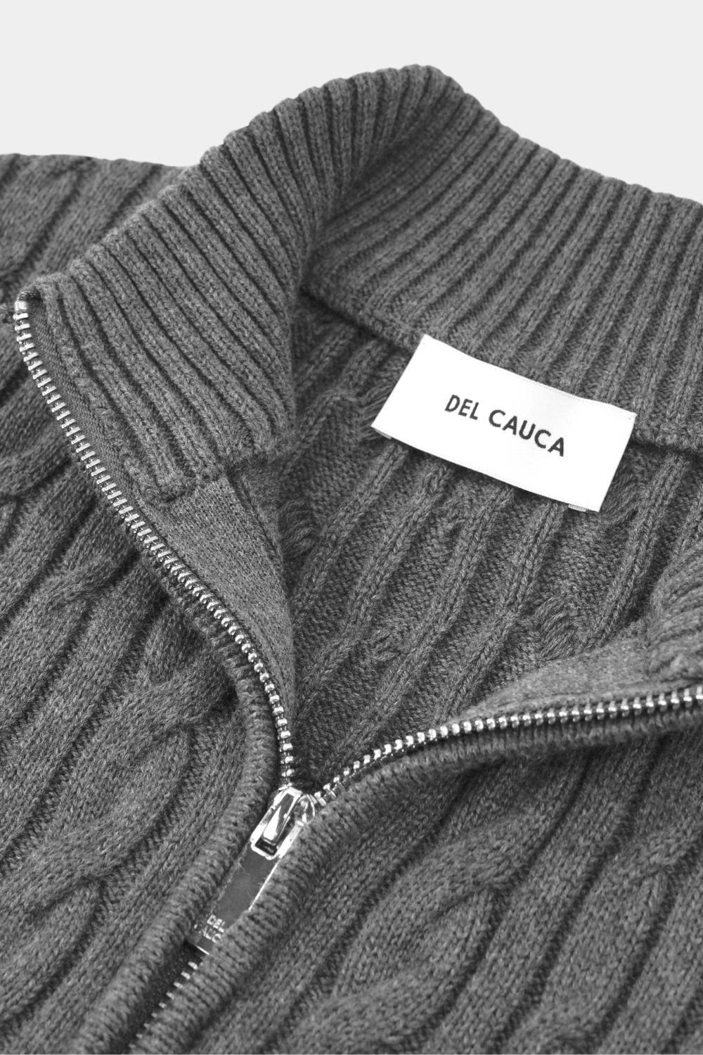 Charcoal Cashmere Cable Knit Full Zip