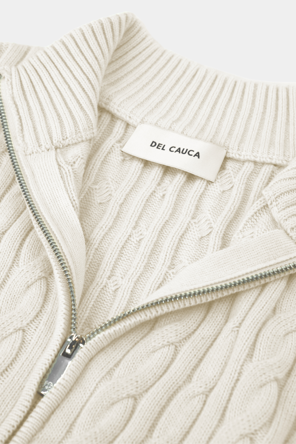 Ivory Cashmere Cable Knit Full Zip