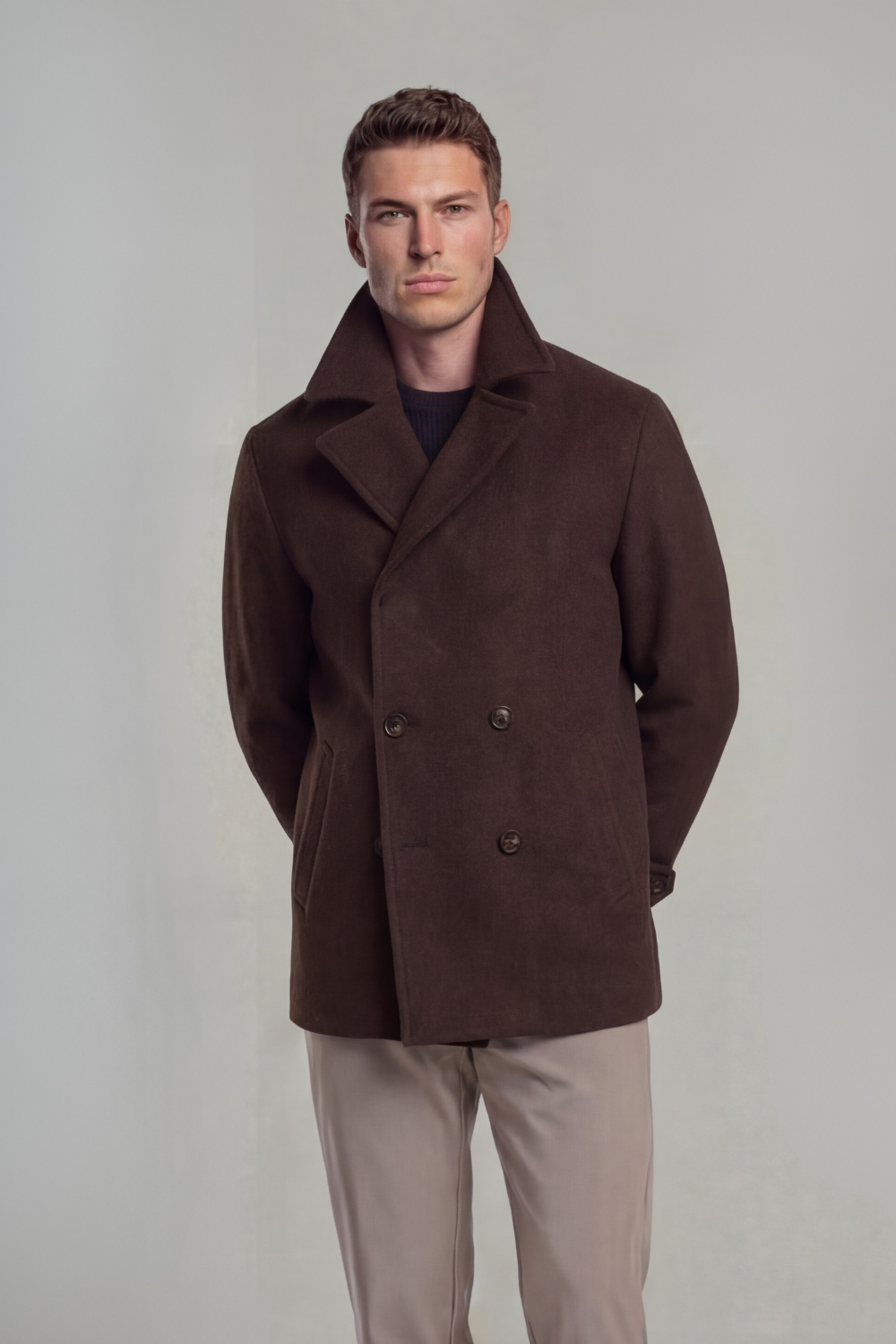 Brown Wool Peacoat
